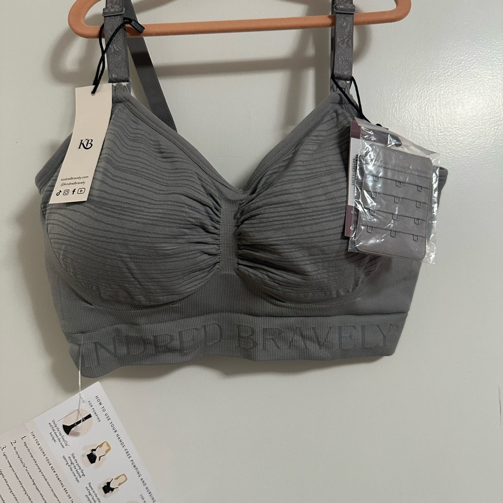 KINDRED BRAVELY Sublime Hands-Free Pumping & Nursing Bra Grey Large NWOT